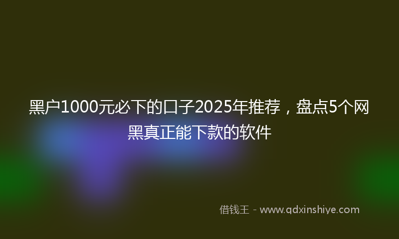黑户1000元必下的口子2025年推荐，盘点5个网黑真正能下款的软件