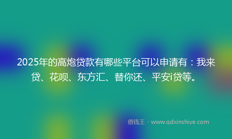 2025年的高炮贷款有哪些平台可以申请有：我来贷、花呗、东方汇、替你还、平安i贷等。