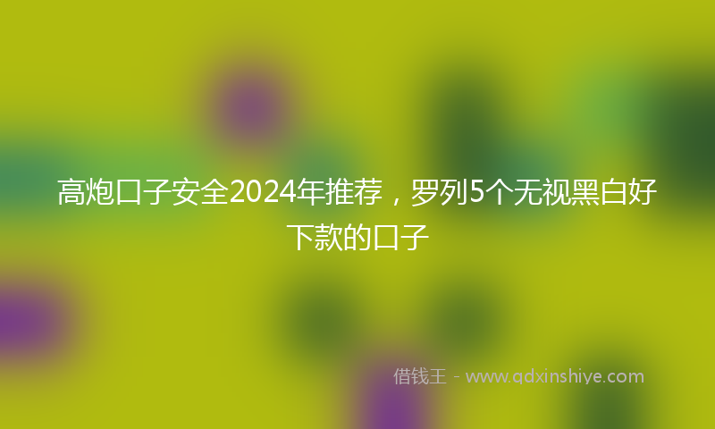 高炮口子安全2024年推荐，罗列5个无视黑白好下款的口子