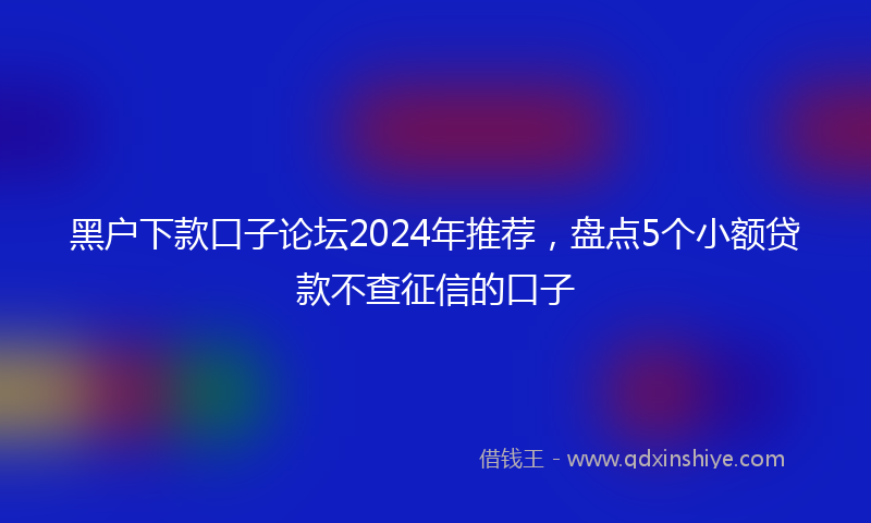 黑户下款口子论坛2024年推荐，盘点5个小额贷款不查征信的口子