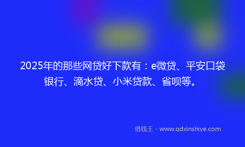 2025年的那些网贷好下款有：e微贷、平安口袋银行、滴水贷、小米贷款、省呗等。