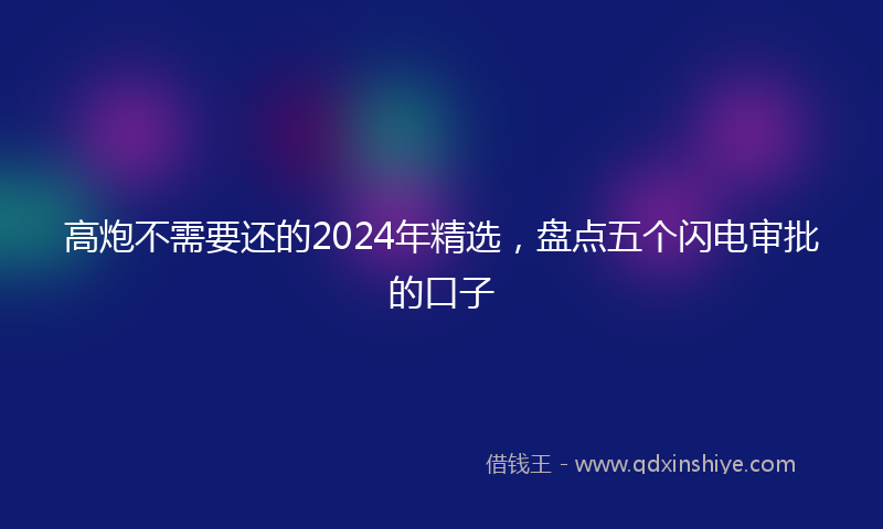 高炮不需要还的2024年精选，盘点五个闪电审批的口子