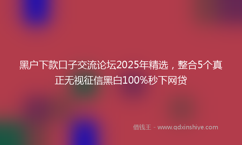 黑户下款口子交流论坛2025年精选，整合5个真正无视征信黑白100%秒下网贷