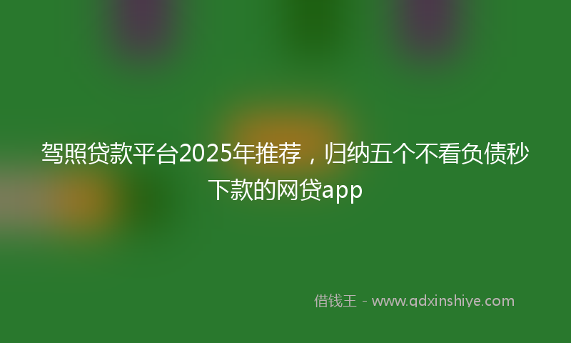 驾照贷款平台2025年推荐，归纳五个不看负债秒下款的网贷app