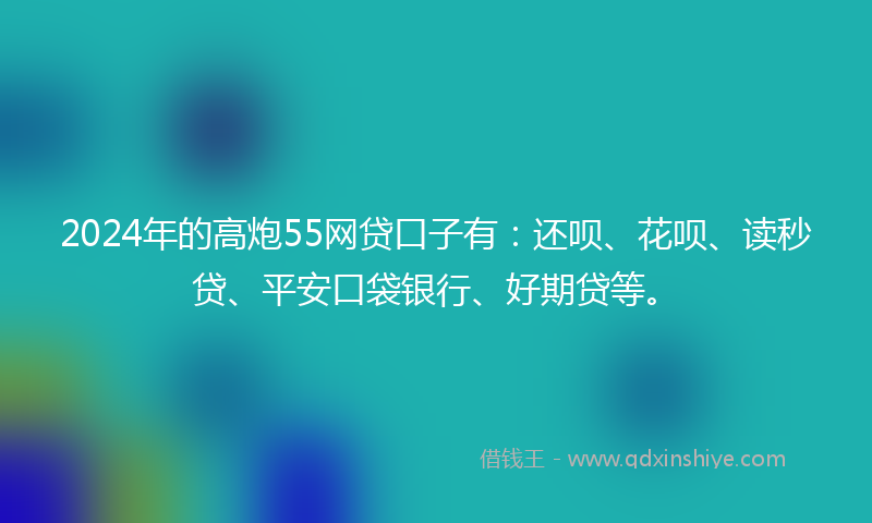 2024年的高炮55网贷口子有：还呗、花呗、读秒贷、平安口袋银行、好期贷等。