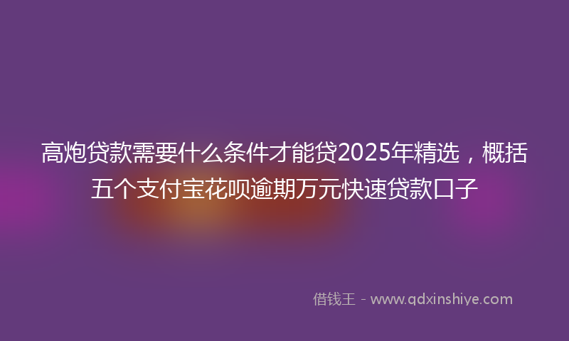 高炮贷款需要什么条件才能贷2025年精选，概括五个支付宝花呗逾期万元快速贷款口子