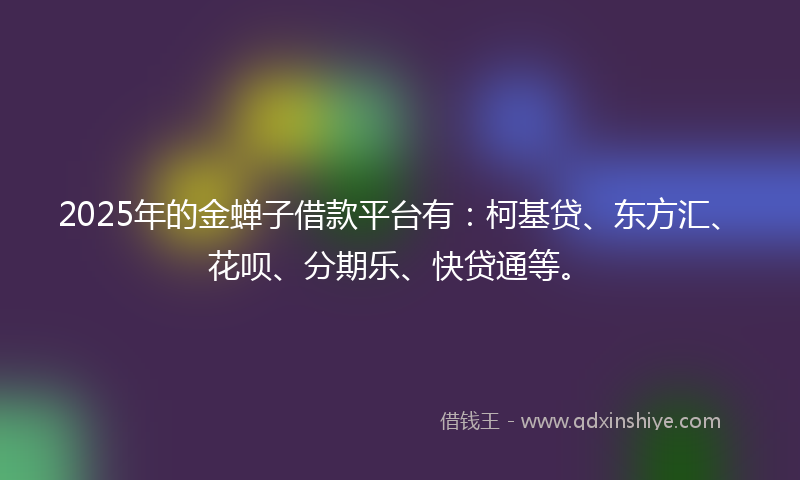 2025年的金蝉子借款平台有：柯基贷、东方汇、花呗、分期乐、快贷通等。