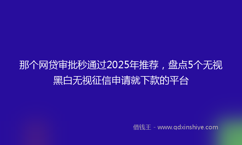 那个网贷审批秒通过2025年推荐，盘点5个无视黑白无视征信申请就下款的平台