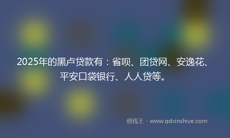 2025年的黑卢贷款有：省呗、团贷网、安逸花、平安口袋银行、人人贷等。