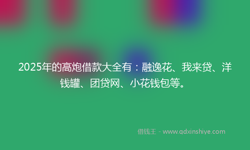 2025年的高炮借款大全有：融逸花、我来贷、洋钱罐、团贷网、小花钱包等。