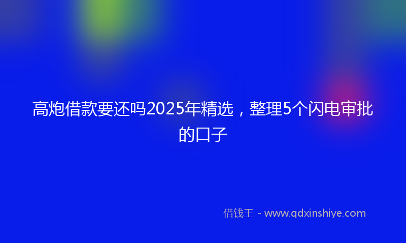 高炮借款要还吗2025年精选，整理5个闪电审批的口子