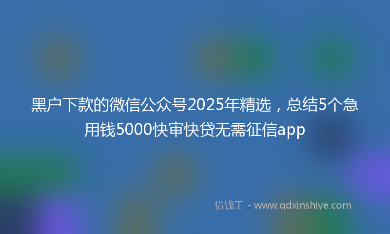 黑户下款的微信公众号2025年精选，总结5个急用钱5000快审快贷无需征信app