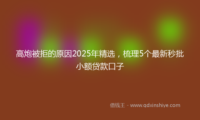 高炮被拒的原因2025年精选，梳理5个最新秒批小额贷款口子