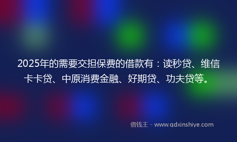2025年的需要交担保费的借款有：读秒贷、维信卡卡贷、中原消费金融、好期贷、功夫贷等。
