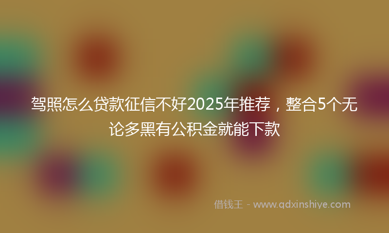 驾照怎么贷款征信不好2025年推荐，整合5个无论多黑有公积金就能下款