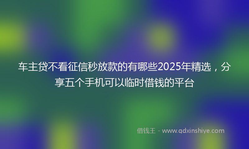 车主贷不看征信秒放款的有哪些2025年精选，分享五个手机可以临时借钱的平台