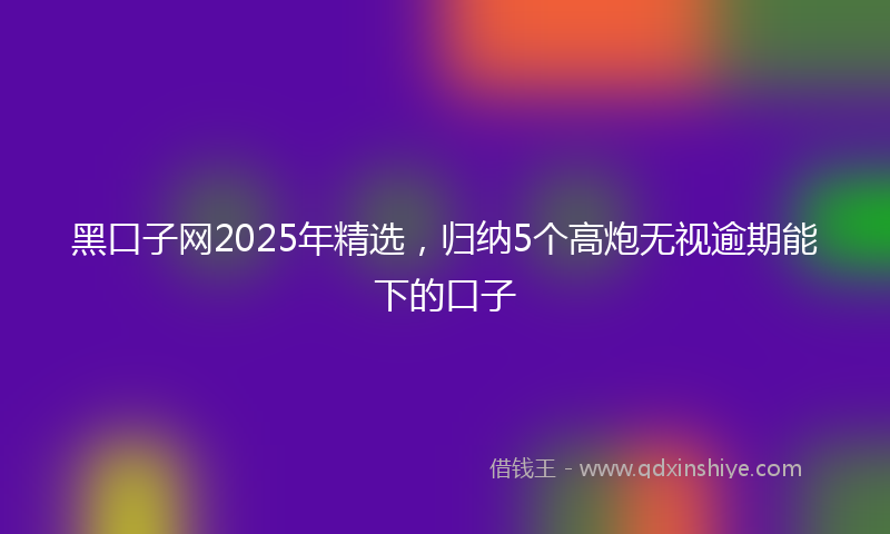 黑口子网2025年精选，归纳5个高炮无视逾期能下的口子