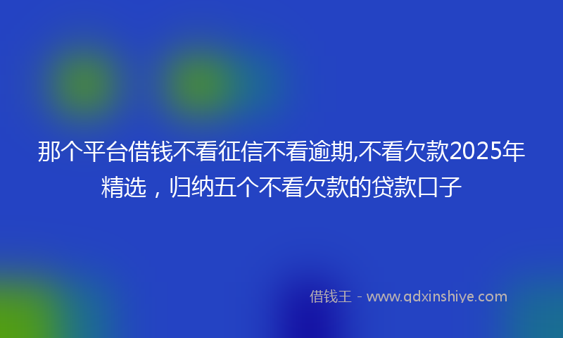 那个平台借钱不看征信不看逾期,不看欠款2025年精选，归纳五个不看欠款的贷款口子