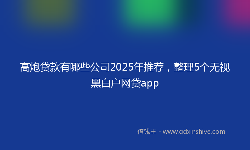 高炮贷款有哪些公司2025年推荐，整理5个无视黑白户网贷app