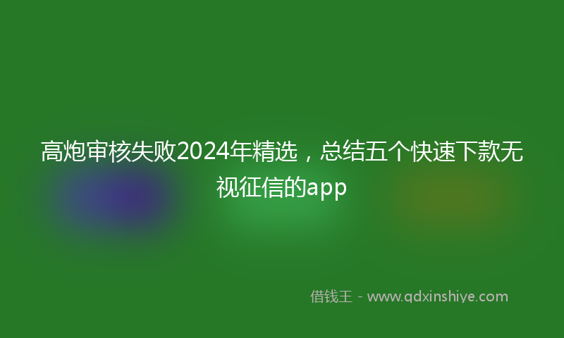 高炮审核失败2024年精选，总结五个快速下款无视征信的app