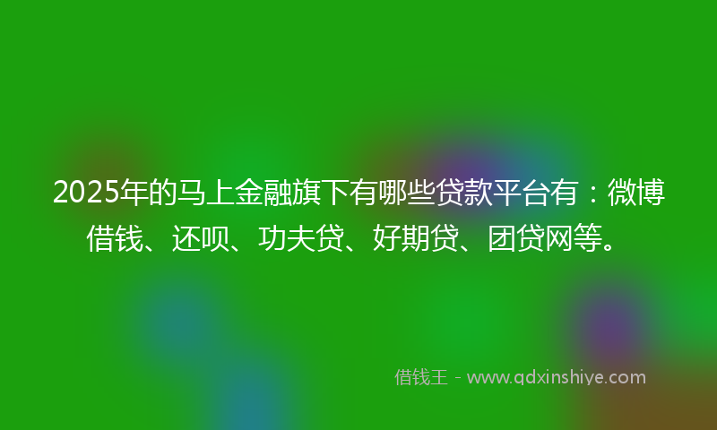 2025年的马上金融旗下有哪些贷款平台有：微博借钱、还呗、功夫贷、好期贷、团贷网等。