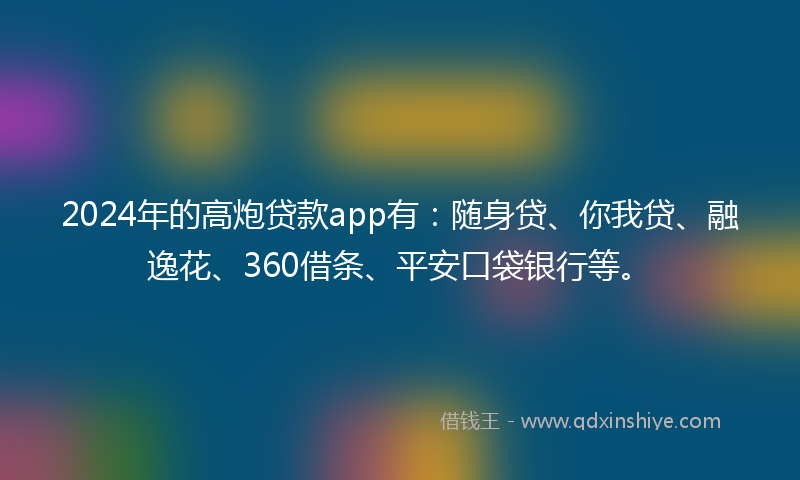 2024年的高炮贷款app有：随身贷、你我贷、融逸花、360借条、平安口袋银行等。