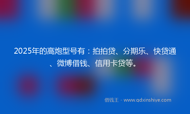 2025年的高炮型号有：拍拍贷、分期乐、快贷通、微博借钱、信用卡贷等。