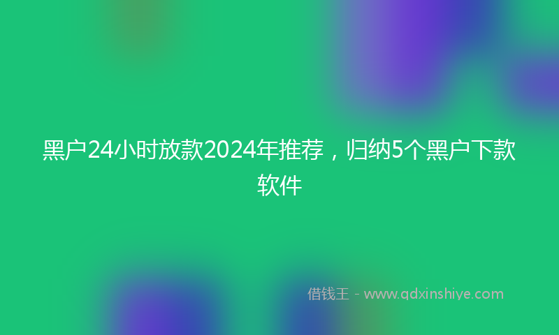 黑户24小时放款2024年推荐，归纳5个黑户下款软件