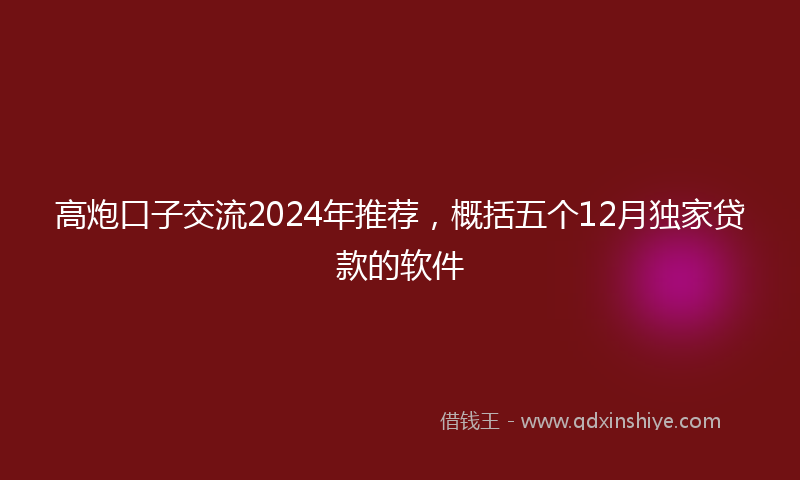 高炮口子交流2024年推荐，概括五个12月独家贷款的软件