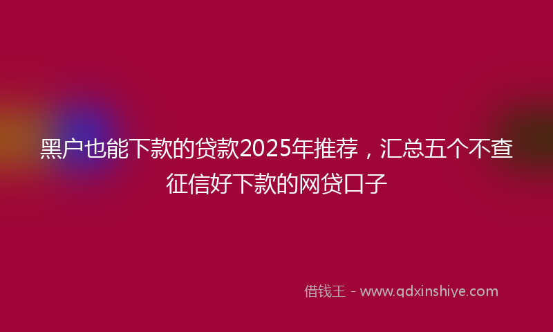 黑户也能下款的贷款2025年推荐，汇总五个不查征信好下款的网贷口子
