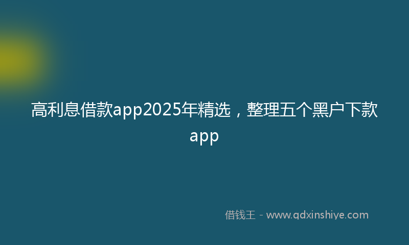 高利息借款app2025年精选，整理五个黑户下款app
