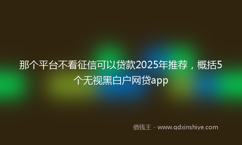 那个平台不看征信可以贷款2025年推荐，概括5个无视黑白户网贷app