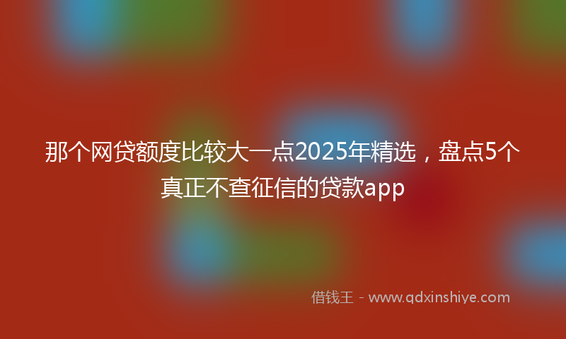 那个网贷额度比较大一点2025年精选，盘点5个真正不查征信的贷款app