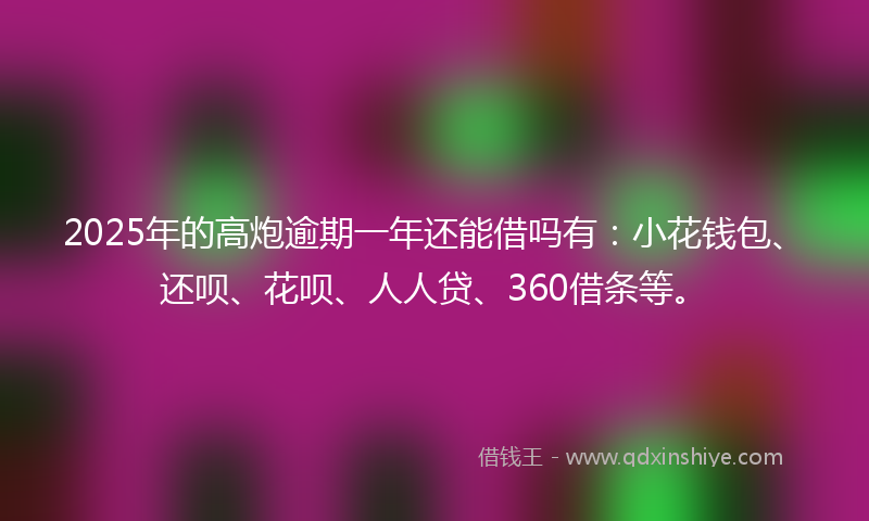 2025年的高炮逾期一年还能借吗有：小花钱包、还呗、花呗、人人贷、360借条等。