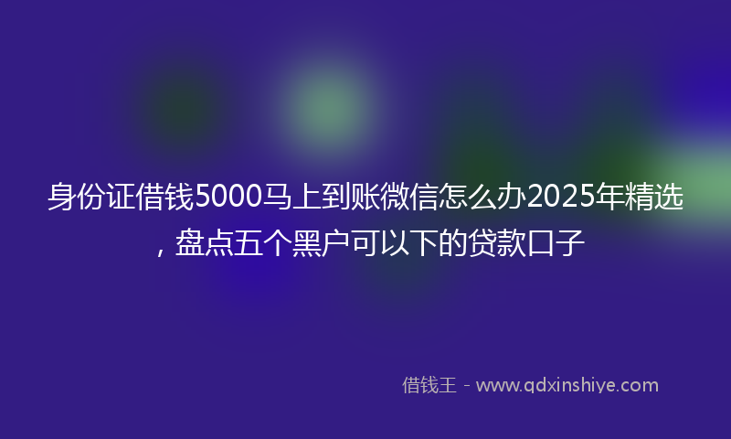 身份证借钱5000马上到账微信怎么办2025年精选，盘点五个黑户可以下的贷款口子