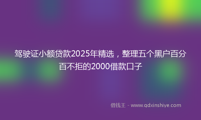 驾驶证小额贷款2025年精选，整理五个黑户百分百不拒的2000借款口子