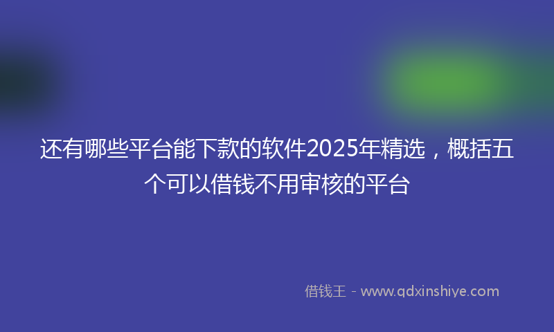还有哪些平台能下款的软件2025年精选，概括五个可以借钱不用审核的平台