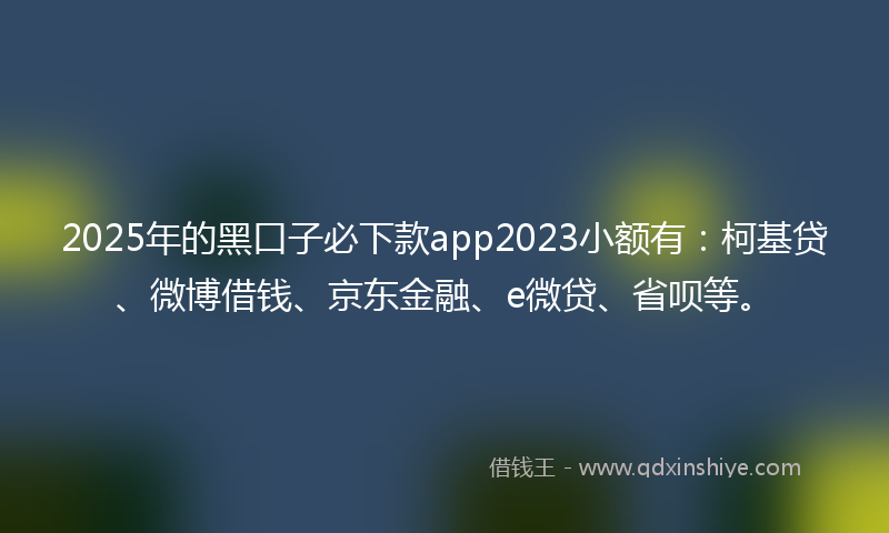 2025年的黑口子必下款app2023小额有：柯基贷、微博借钱、京东金融、e微贷、省呗等。
