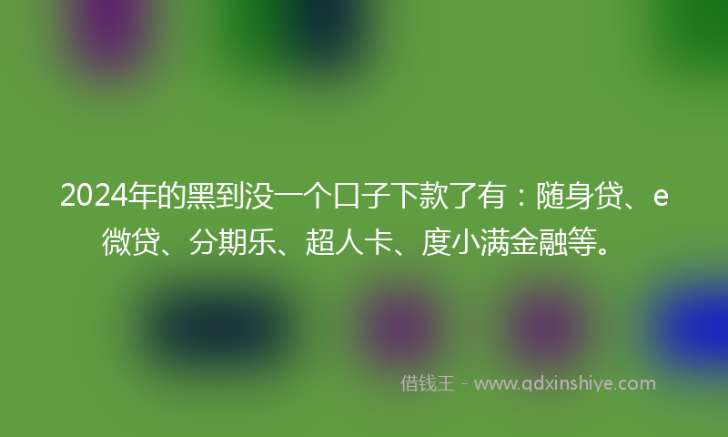 2024年的黑到没一个口子下款了有：随身贷、e微贷、分期乐、超人卡、度小满金融等。