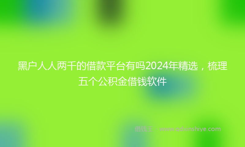 黑户人人两千的借款平台有吗2024年精选，梳理五个公积金借钱软件