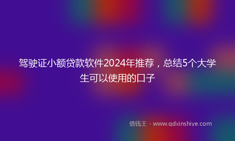驾驶证小额贷款软件2024年推荐，总结5个大学生可以使用的口子