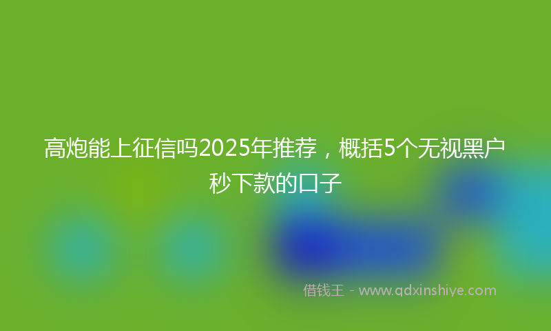 高炮能上征信吗2025年推荐，概括5个无视黑户秒下款的口子