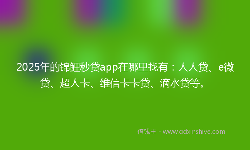 2025年的锦鲤秒贷app在哪里找有：人人贷、e微贷、超人卡、维信卡卡贷、滴水贷等。
