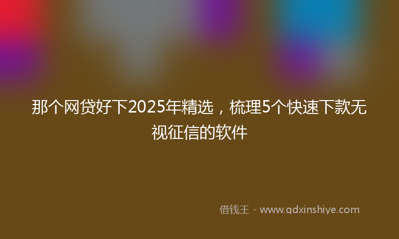 那个网贷好下2025年精选，梳理5个快速下款无视征信的软件