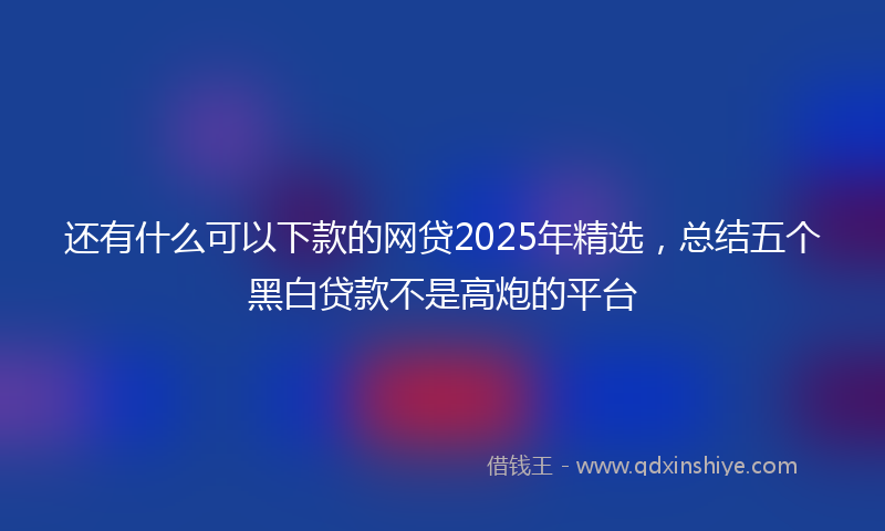 还有什么可以下款的网贷2025年精选，总结五个黑白贷款不是高炮的平台