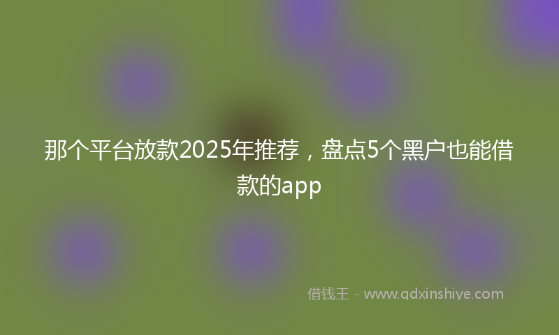 那个平台放款2025年推荐，盘点5个黑户也能借款的app