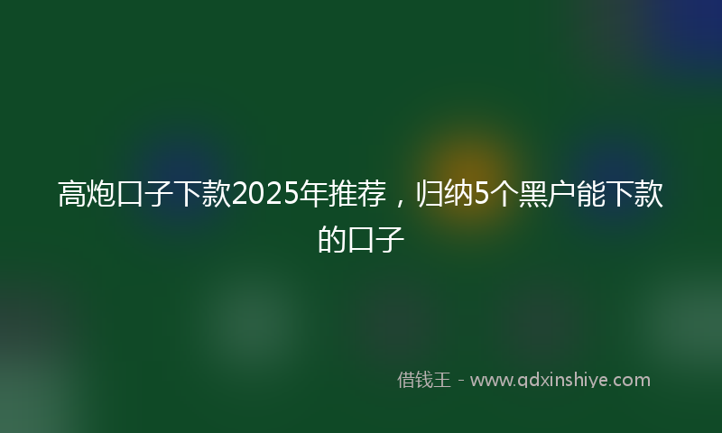 高炮口子下款2025年推荐，归纳5个黑户能下款的口子