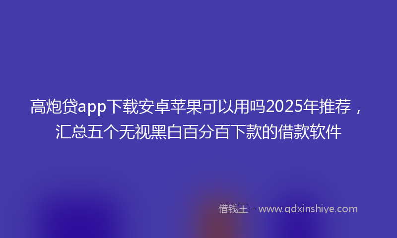 高炮贷app下载安卓苹果可以用吗2025年推荐，汇总五个无视黑白百分百下款的借款软件