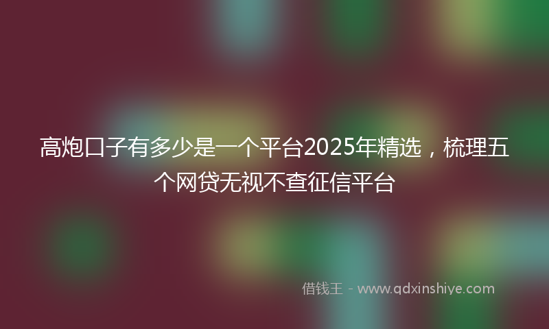 高炮口子有多少是一个平台2025年精选，梳理五个网贷无视不查征信平台