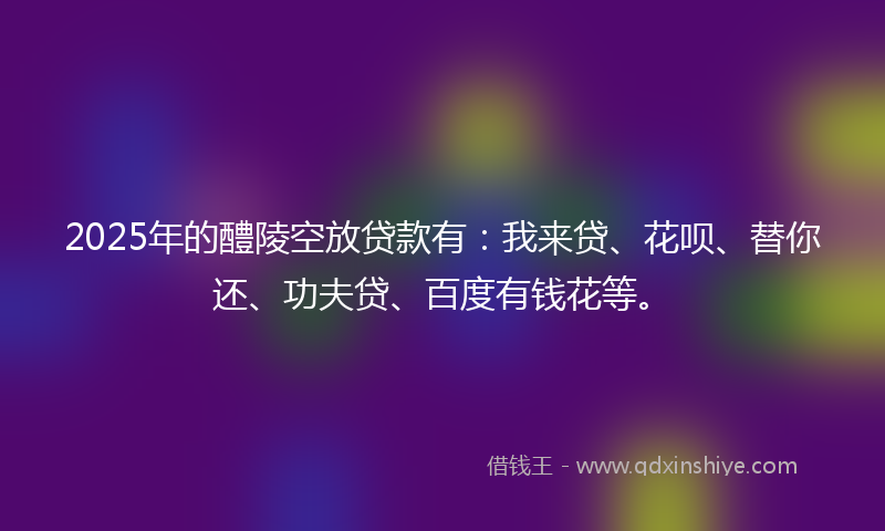 2025年的醴陵空放贷款有：我来贷、花呗、替你还、功夫贷、百度有钱花等。
